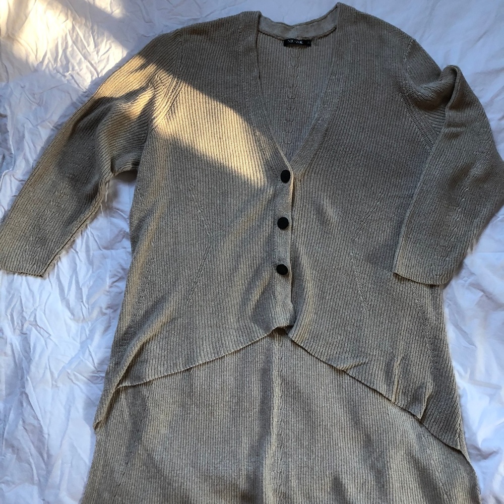 Nic + Zoe Hi-Lo Cardigan Beige Size 2X